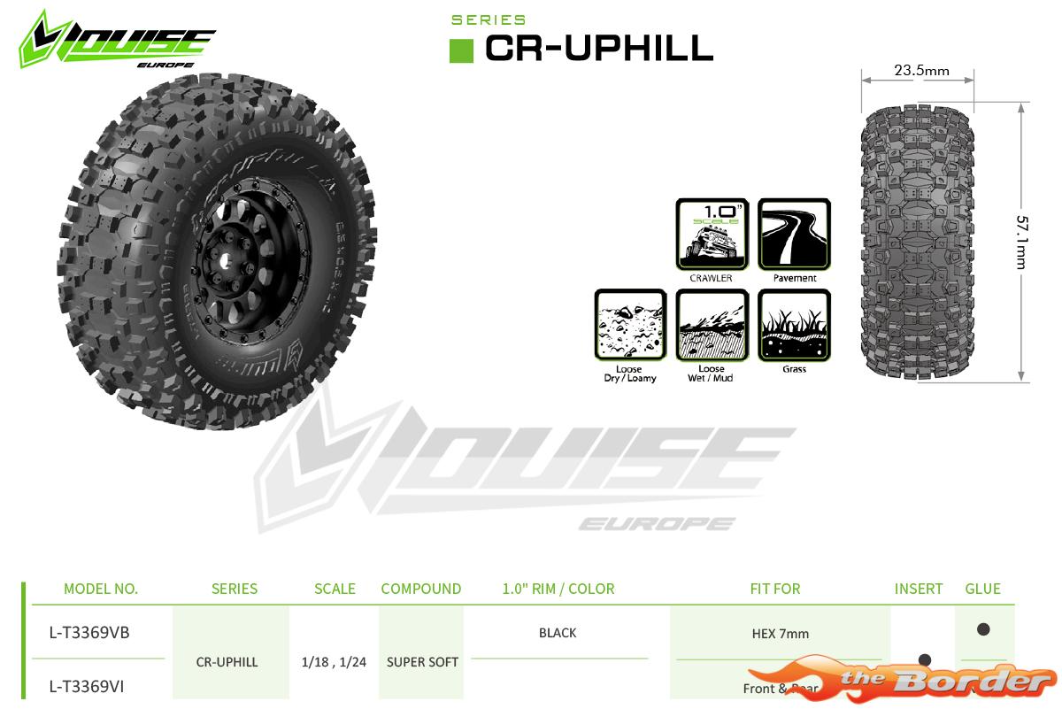 LouiseRC CR-Uphill Super Soft Black 1.0" Crawler Tyres (2) LR-T3369VB - Afbeelding 4