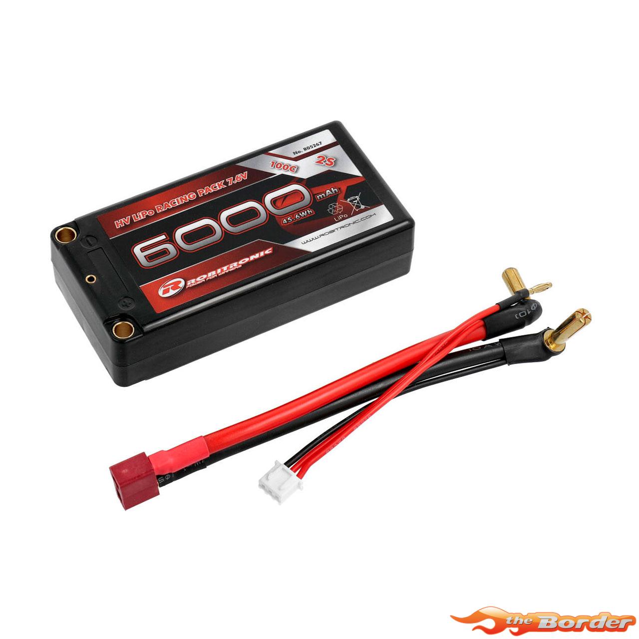 Robitronic LiPo Shorty HV 6000mAh 2S 100C 5mm Bus R05267