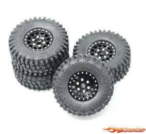 BRP 1.0'' Aluminum Beadlock  Wheel Rim&Tire set  for 1/18 TRX-4M M070Black