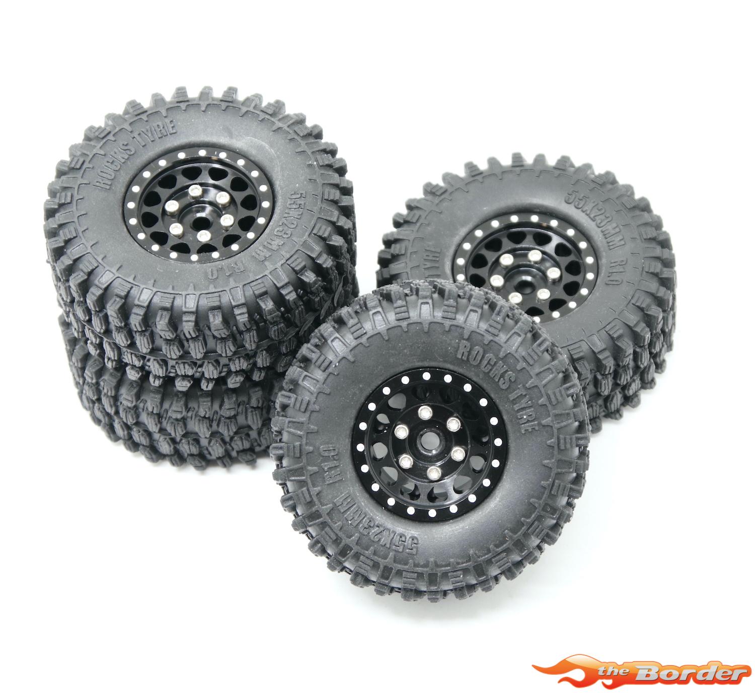 BRP 1.0'' Aluminum Beadlock Wheel Rim&Tire set for 1/18 TRX-4M M070Black