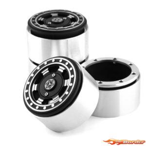 BRP 2.2" Alum CNC Black Silver (4) Wheels Beadlock W22006