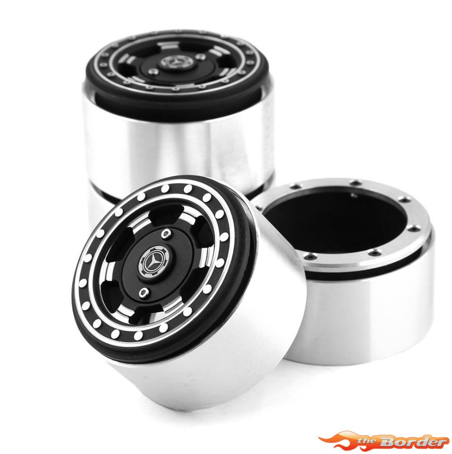 BRP 2.2" Alum CNC Black Silver (4) Wheels Beadlock W22006