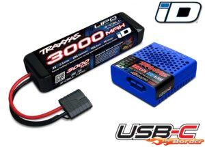 Traxxas 3000mAh 2S LiPo accu & EZ-Peak USB-C 4A NiMH & LiPo Lader 2985-2S