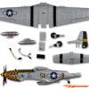 Derbee P-51D Mustang Warbird PNP kit - Yellow 750mm - Afbeelding 3