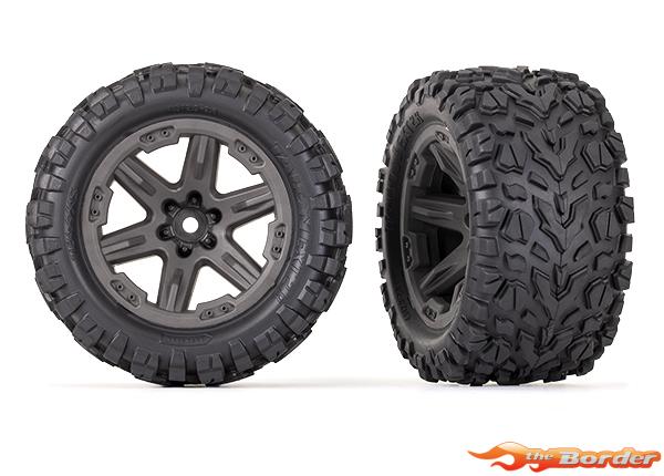 Traxxas Tires & Wheels Assembled Glued (2.8) Rustler 4X4 Grey Wheels Talon Extreme 6763