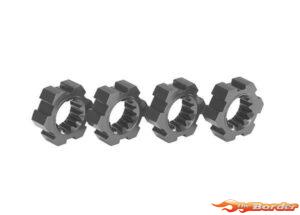 Traxxas Wheel hubs hex (2)/ hex clips aluminum (Gray anodized) (4) 7756-GRAY