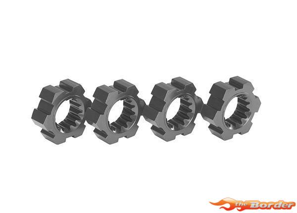 Traxxas Wheel hubs hex (2)/ hex clips aluminum (Gray anodized) (4) 7756-GRAY