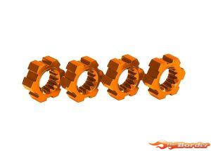 Traxxas Wheel hubs hex (2)/ hex clips aluminum (Orange anodized) (4) 7756-ORNG