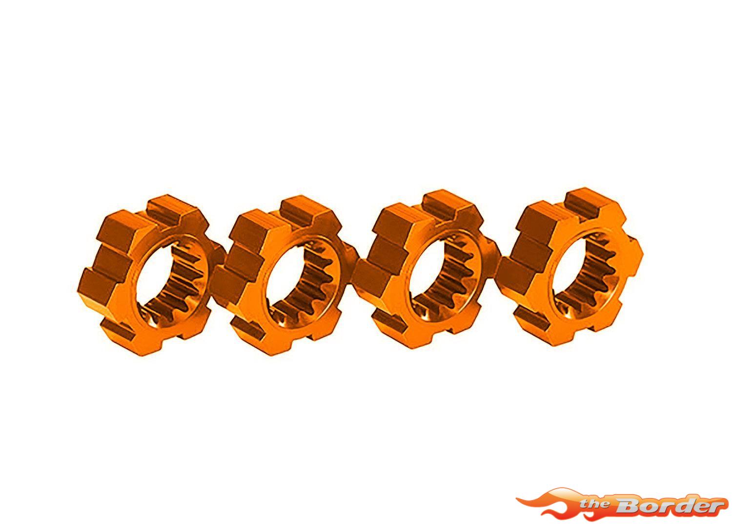 Traxxas Wheel hubs hex (2)/ hex clips aluminum (Orange anodized) (4) 7756-ORNG