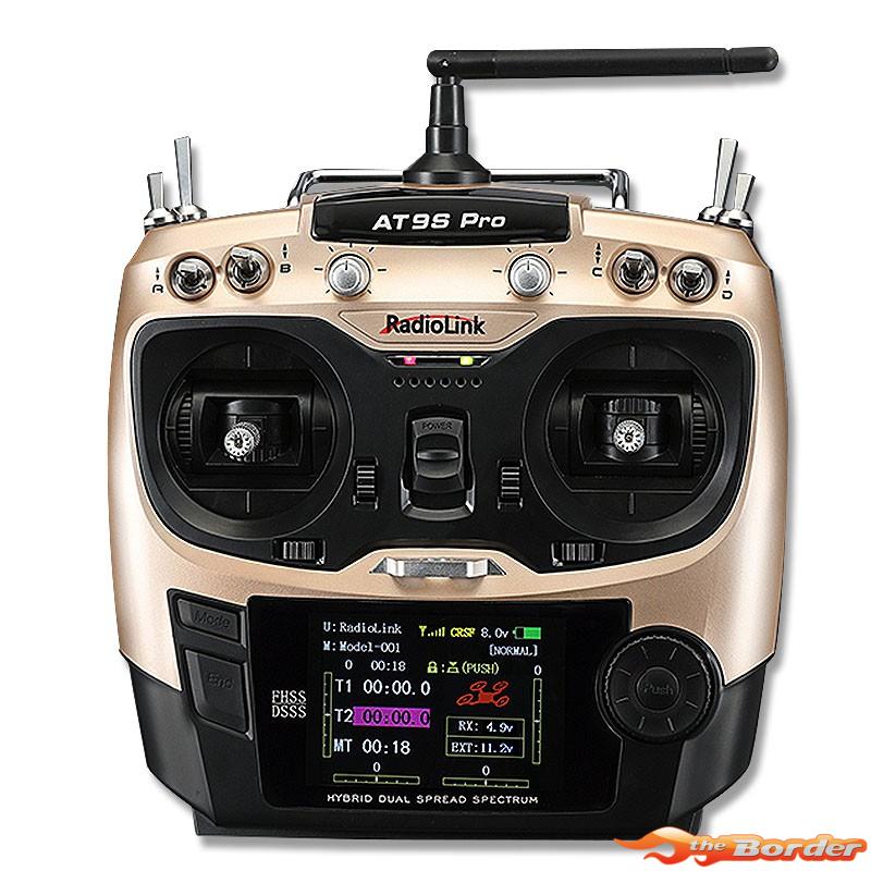 RadioLink AT9S Pro 10/12-Channels Radio (Mode 1) with R9DS Receiver