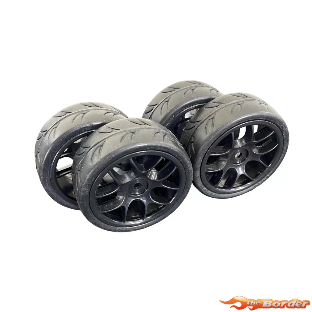 RIDE 1/10 FWD Frontie Preglued Belted Tyres - Black Wheel RI-26073BK