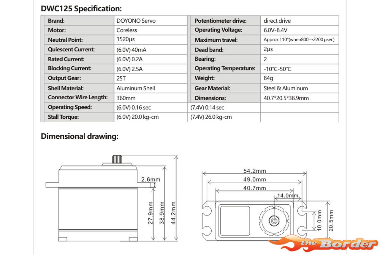 Doyono Digital HV Servo Full Metal (26kg/0.14sec) DWC125 - Afbeelding 4