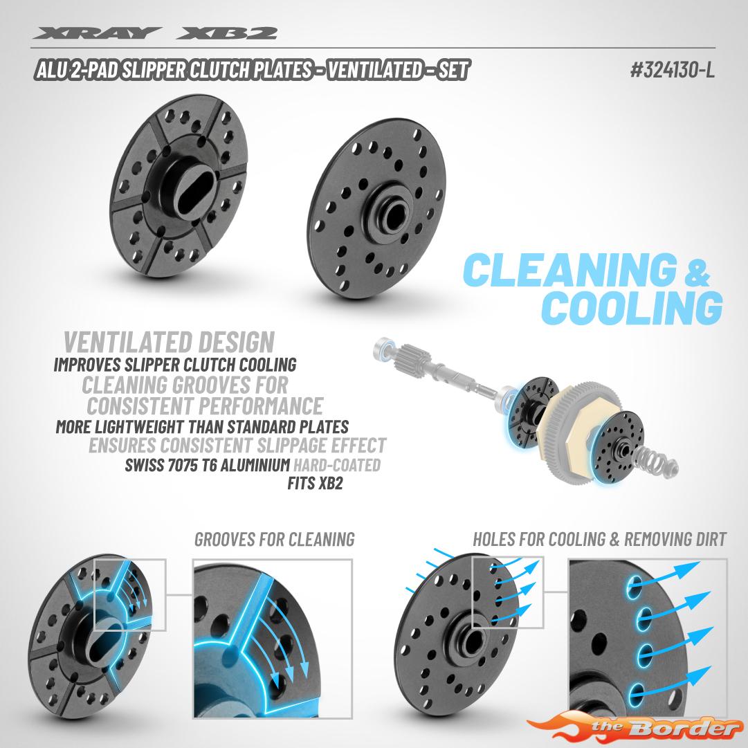 XRAY Alu 2-Pad Slipper Clutch Plates - Ventilated - Set 324130-L - Afbeelding 2