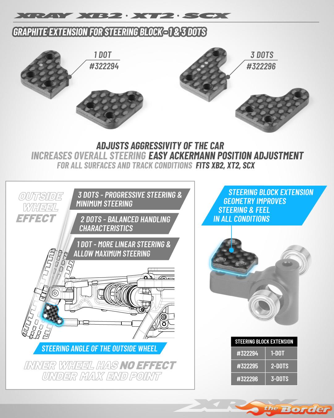 XRAY Graphite Extension For Steering Block - 1 Dot (2) 322294 - Afbeelding 3