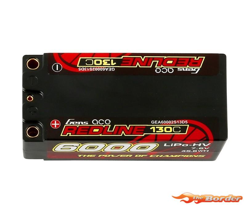 GensAce Redline Series 6000mAh 7.6V 130C 2S HV Shorty LiPo Battery - Afbeelding 4