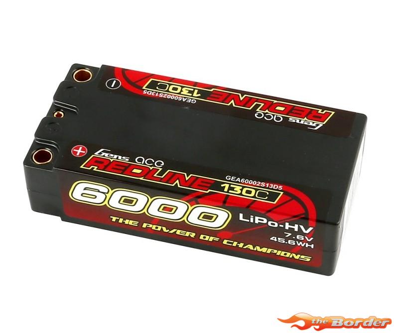 GensAce Redline Series 6000mAh 7.6V 130C 2S HV Shorty LiPo Battery