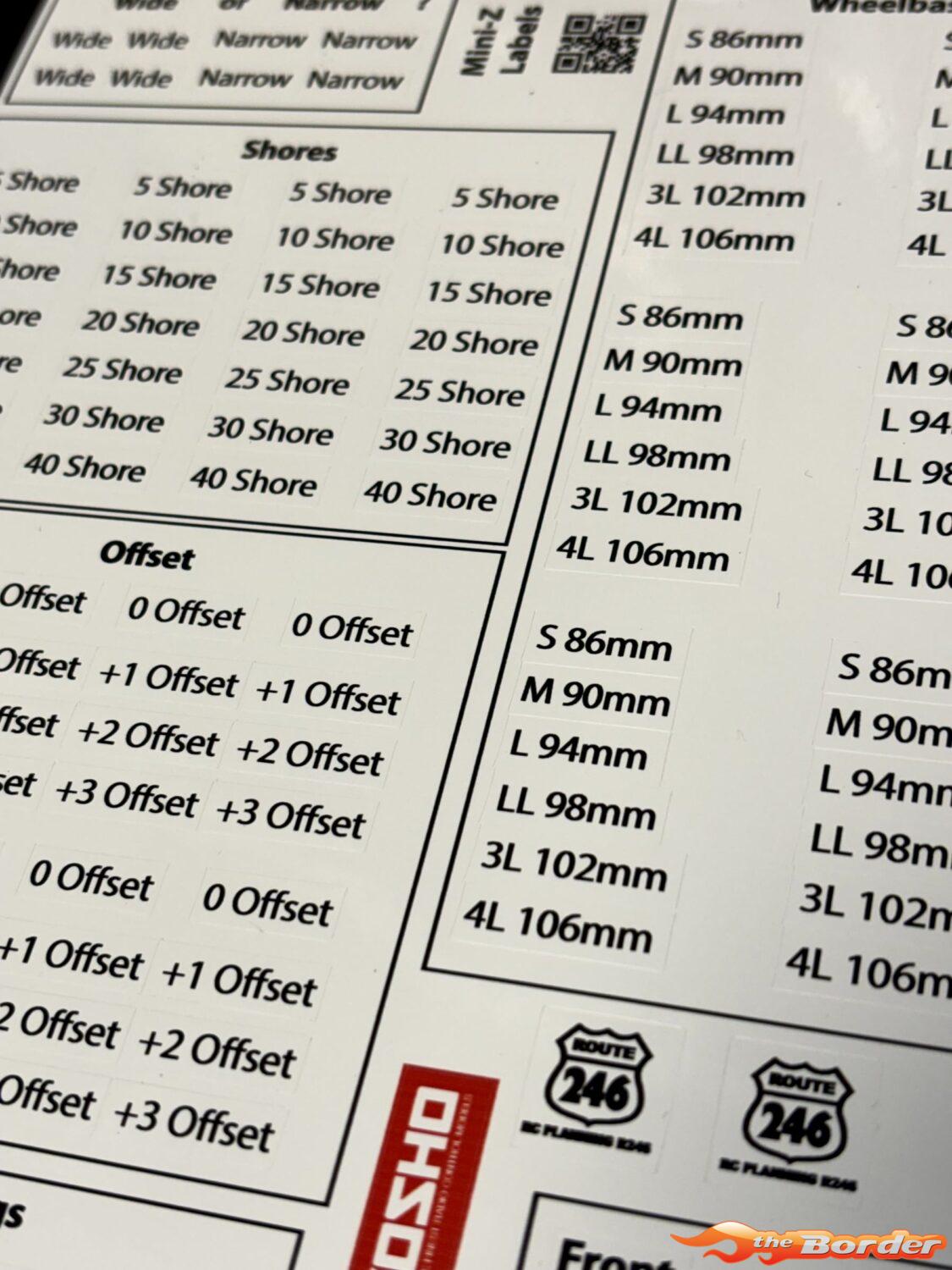 Kyosho Mini-Z Body / Banden / Veren / Shores Label Stickervel BRPD1051 - Afbeelding 7