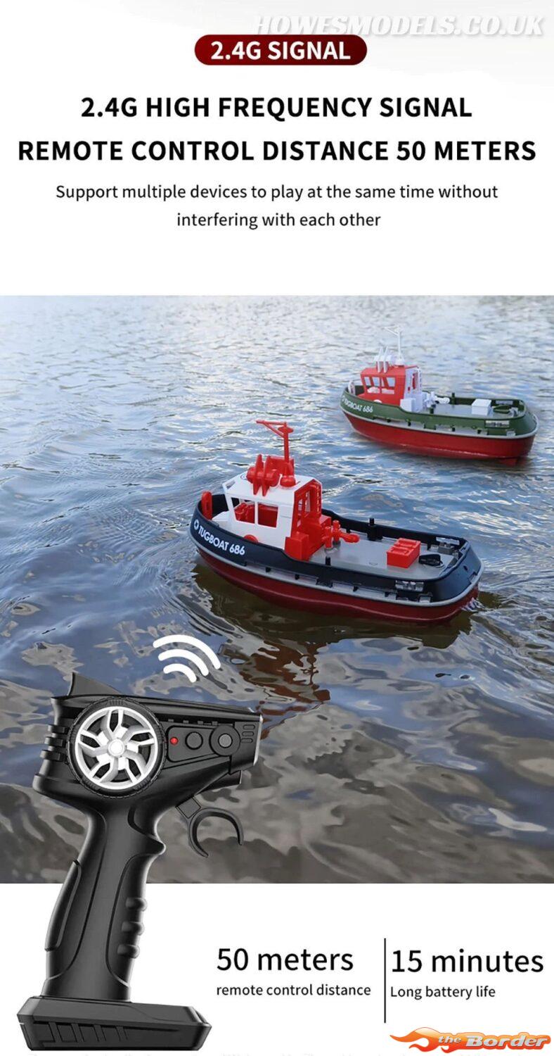 Heng Long 1/72 Tugboat 686 2.4ghz 230mm RTR Groen - Afbeelding 3