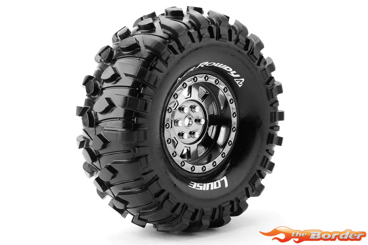 LouiseRC CR-Rowdy 1-10 Crawler Tire Set Super Soft 1.9" Black Chrome 1 Pair LR-T3233VBC - Afbeelding 3