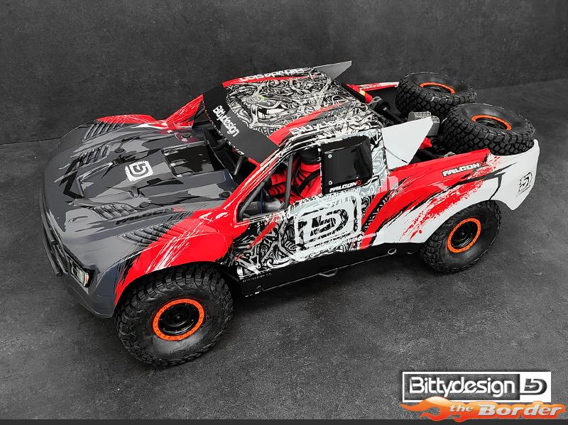 BittyDesign FALCON-X 1/7 Pre-Painted Red body for Traxxas UDR Pre-cut