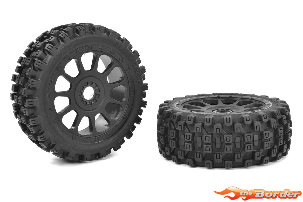 Corally Scorpion XTB - Off-Road 1/8 Buggy Tires - Glued on Black Rims - 1 pair C-00180-1006