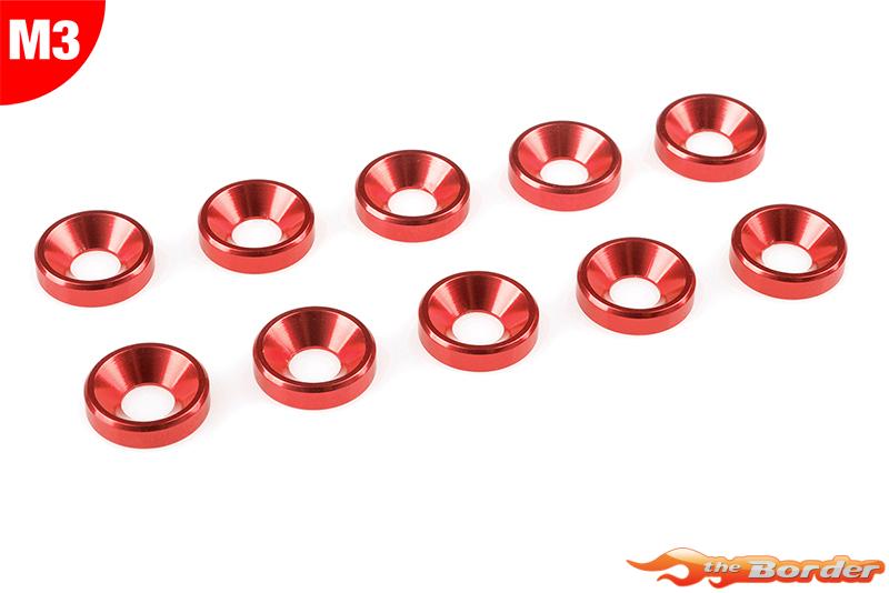 Corally Aluminium Washer - for M3 Flat Head Screws - OD=8mm - Red - 10 pcs C-3213-30-5