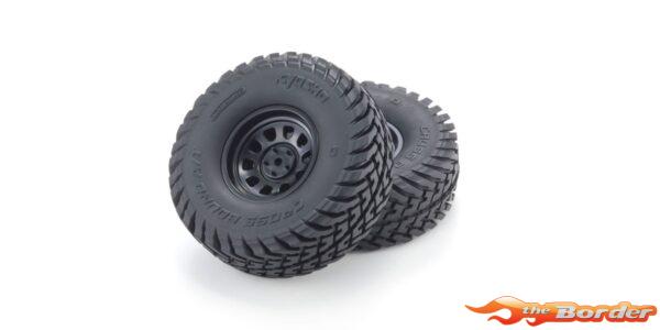 Kyosho Pre-Glued Tyres Outlaw Rampage Pro (2) Black Wheels OLTH001BK