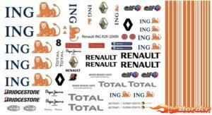 Renault R29 ING - Mini-Z 1/28 Stickers BRPD1705