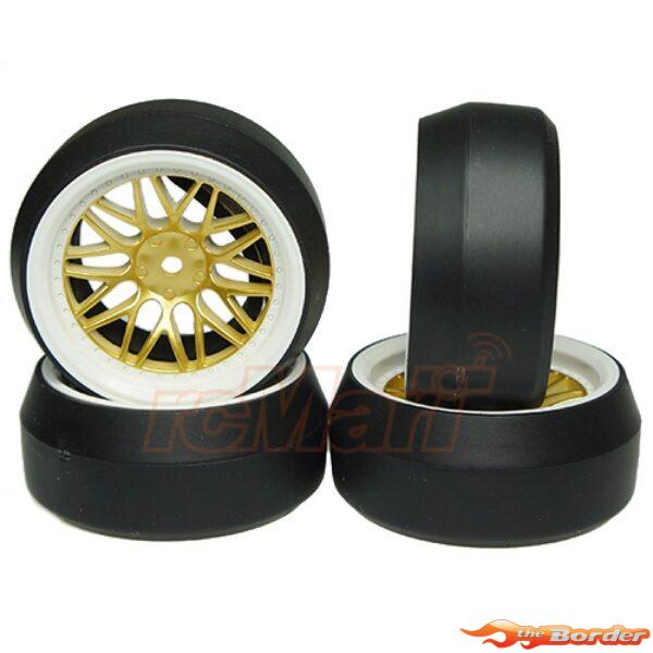 Yeah Racing Spec D LS Wheel Offset +6 White Gold Drift Tyres WL-0088