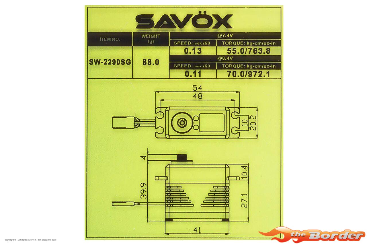 Savox Waterproof HV Servo Metal Gears 70KG/0.11s SW-2290SG - Afbeelding 4