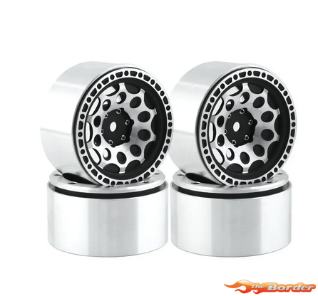 BRP 2.2" Alum CNC Black Silver (4) Wheels Beadlock W22007