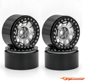 BRP 2.2" Alum CNC Black Silver (4) Wheels Beadlock W02207