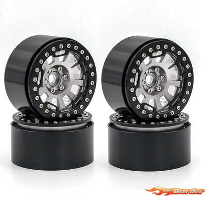 BRP 2.2" Alum CNC Black Silver (4) Wheels Beadlock W02207