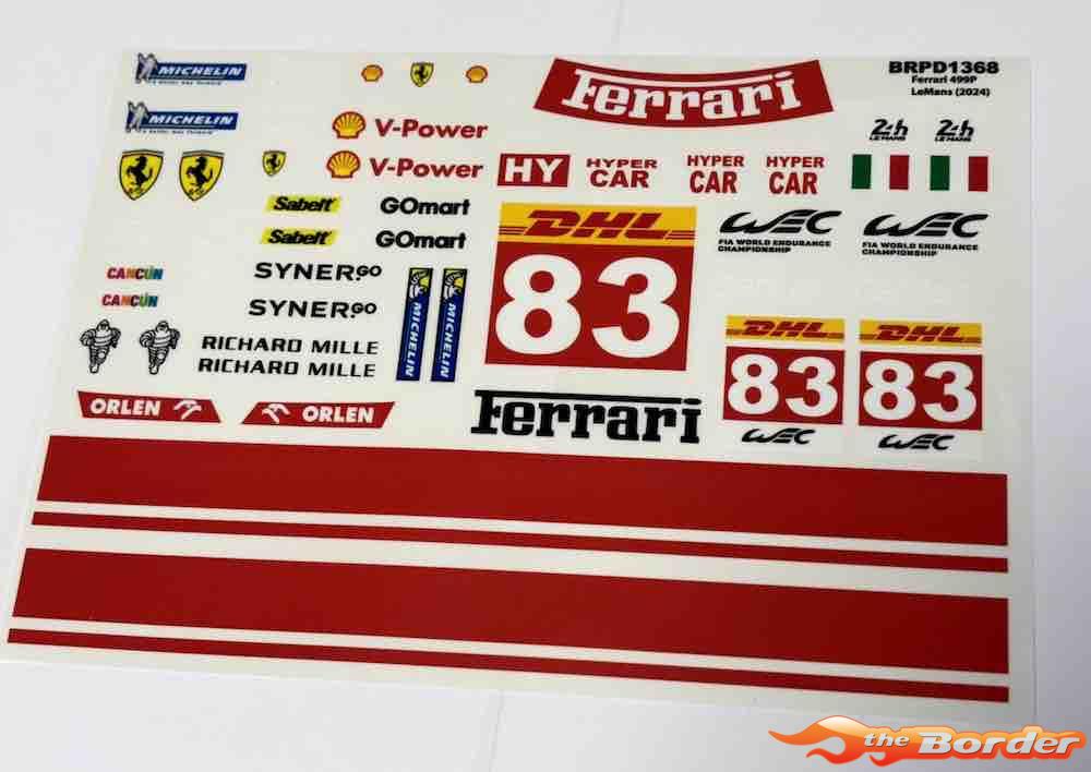 Ferrari 499P LeMans Nr. 83 (2024) Decal Sheet (1/10) BRPD1368 - Afbeelding 7