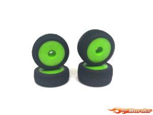 Carisma RC - GT24B MINI PINS RALLY TIRES SET MOUNTED (GREEN) CA-15747