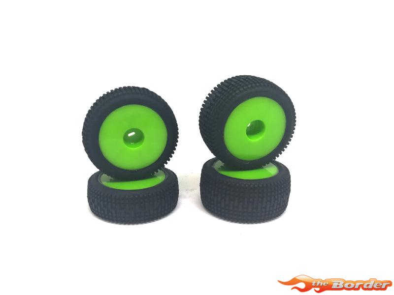 Carisma RC - GT24B MINI PINS RALLY TIRES SET MOUNTED (GREEN) CA-15747