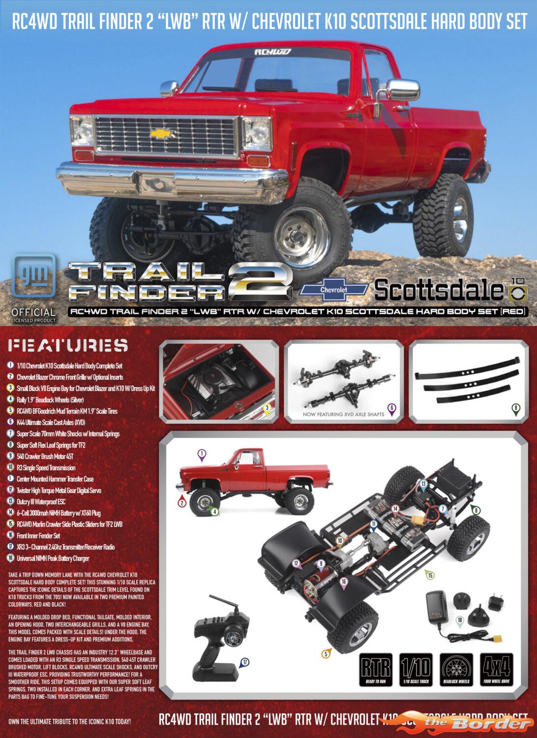 RC4WD Trail Finder 2 LWB RTR w/Chevrolet K10 Scottsdale Hard Bodyset (Red) RC4ZRTR0066