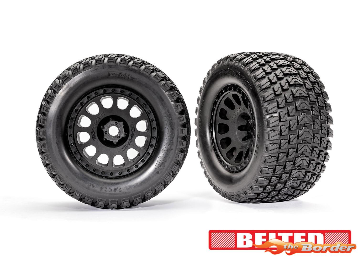 Traxxas XRT Tires & wheels assembled glued Race Black Wheels, Gravix Belted Tires 7862
