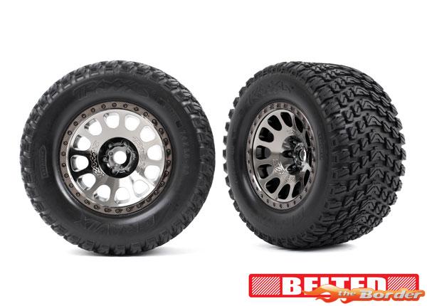 Traxxas XRT Tires & wheels assembled glued Race Chrome Wheels, Gravix Belted Tires 7862X