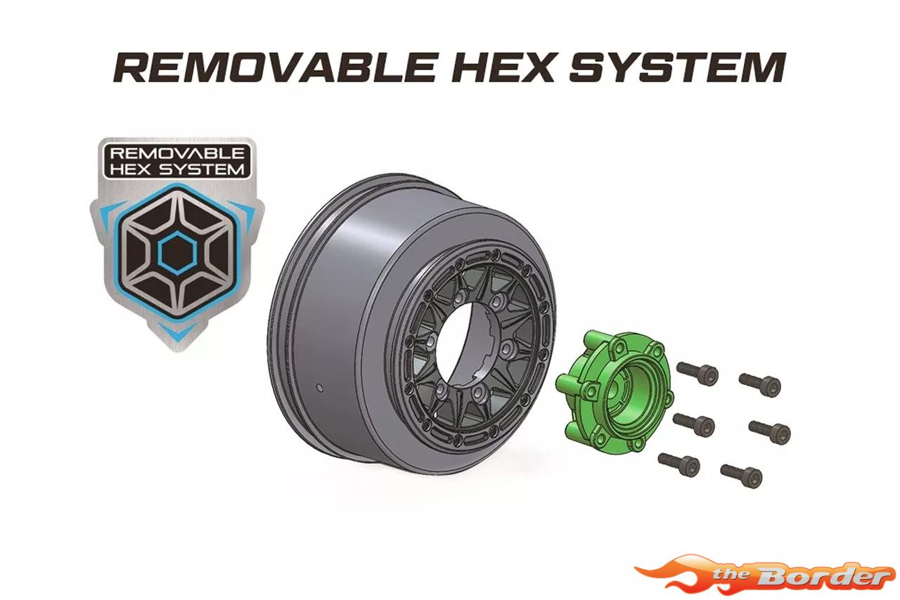 LouiseRC MFT MT-Uphill 1/8 Monster Truck Tyres (Removable 17mm Hex, 0" & 1/2" Offset) LR-T3354SB - Afbeelding 3