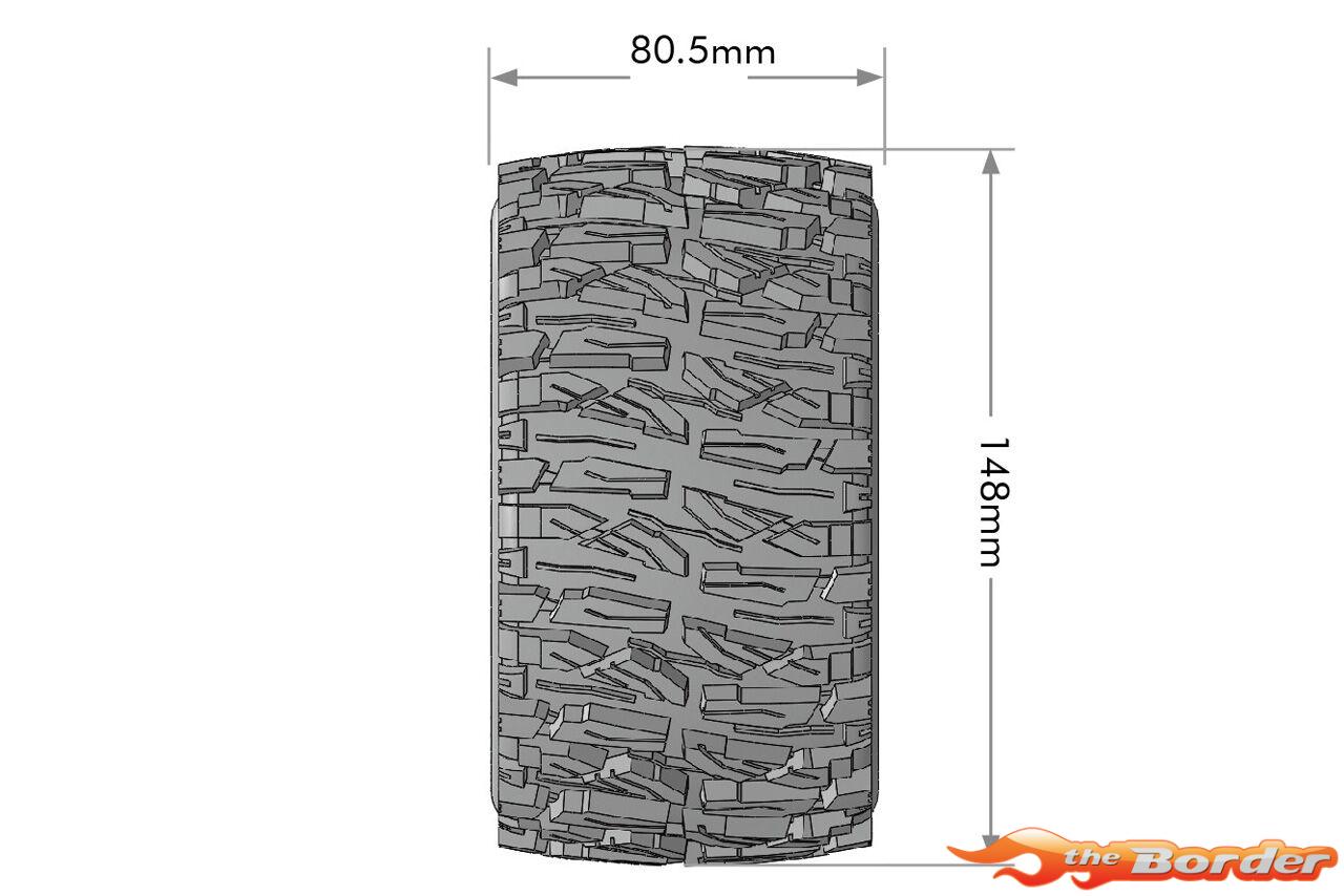 LouiseRC MFT MT-Mallet 1/8 Monster Truck Tyres (Removable 17mm Hex, 0" & 1/2" Offset) LR-T3355SB - Afbeelding 6