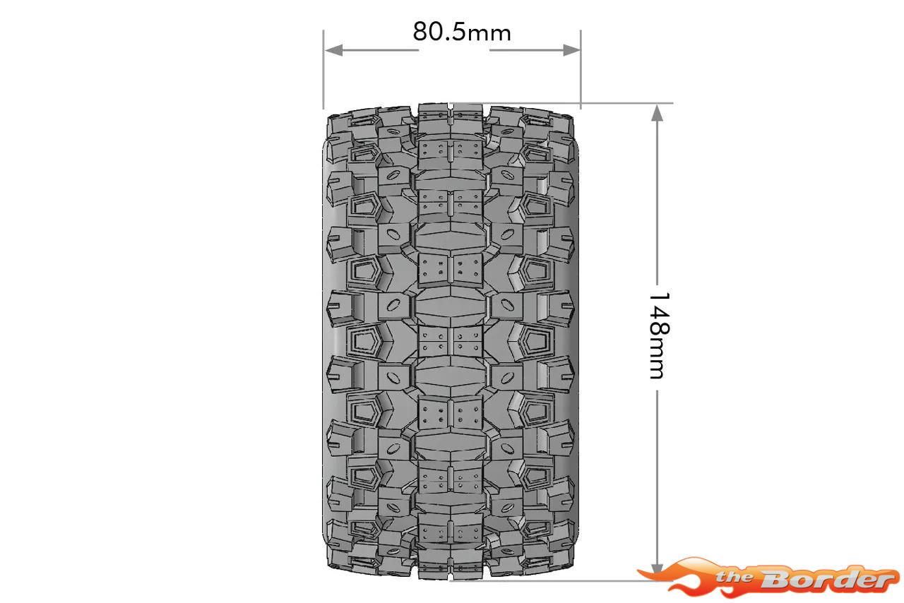 LouiseRC MFT MT-Uphill 1/8 Monster Truck Tyres (Removable 17mm Hex, 0" & 1/2" Offset) LR-T3354SB