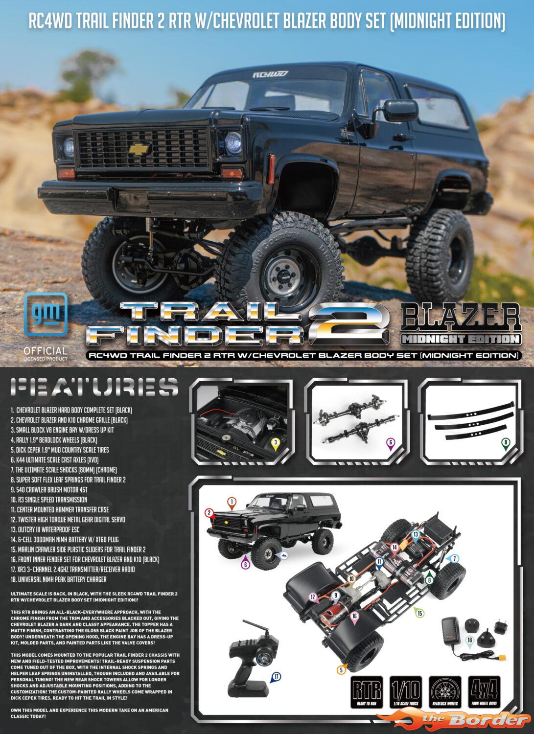 RC4WD Trail Finder 2 LWB RTR w/Chevrolet Blazer Hard Bodyset (Midnight Edition) RC4ZRTR0068 - Afbeelding 10