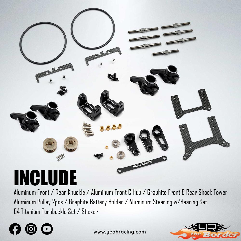 Yeah Racing Alu & Carbon Essential Conversion Kit Black for Yokomo 870C Super Dog Fighter YZ10 2023 YKDF-S01BK - Afbeelding 3