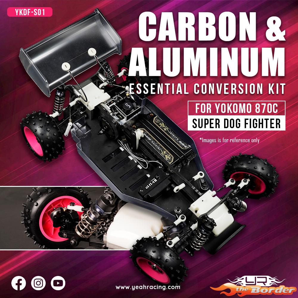 Yeah Racing Alu & Carbon Essential Conversion Kit Black for Yokomo 870C Super Dog Fighter YZ10 2023 YKDF-S01BK - Afbeelding 7