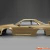 KillerBody Nissan Skyline R34 195mm Pre-Painted Gold Body for 1/10 48645 - Afbeelding 5