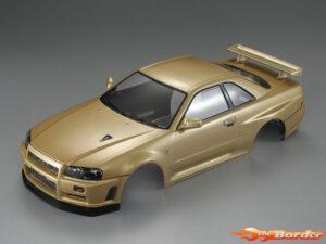 KillerBody Nissan Skyline R34 195mm Pre-Painted Gold Body for 1/10 48645