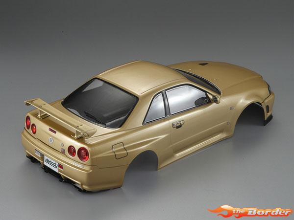 KillerBody Nissan Skyline R34 195mm Pre-Painted Gold Body for 1/10 48645