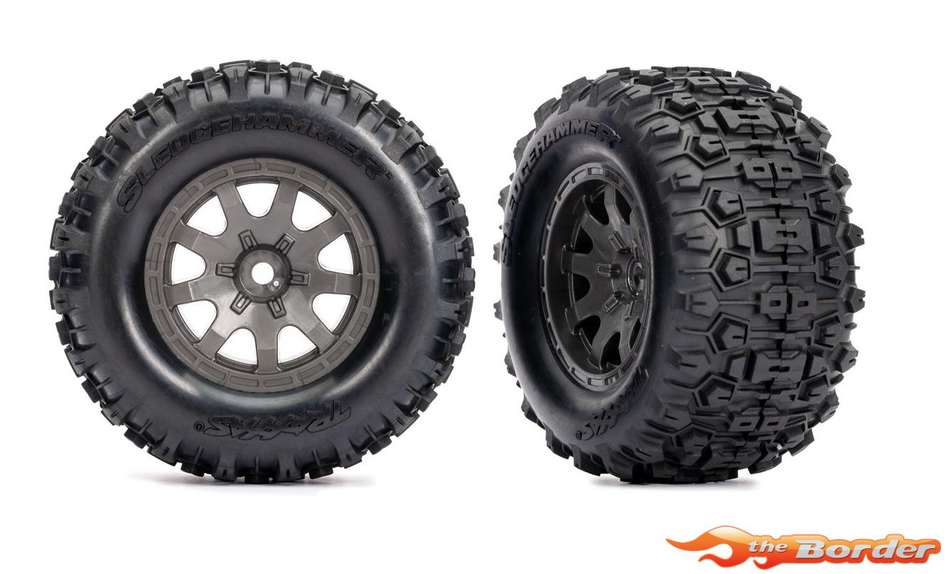 Traxxas Tires for Mini Maxx (Gray wheels, Sledgehammer tires) (Front) (2) 10771-GRAY