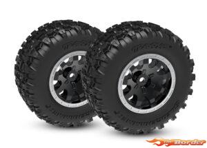 Traxxas Tires & wheels, assembled (black with satin beadlock wheels, dual profile (2.1" outer, 2.6" inner), Sledgehammer tires, foam inserts)) (rear) (2) 10770-STBLK